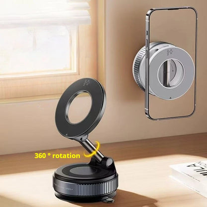 Magnetic Car Phone Holder – 360° Rotating with Suction Cup