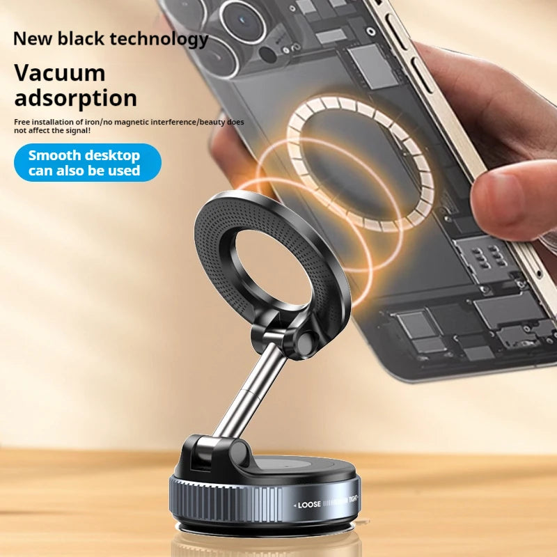 Magnetic Car Phone Holder – 360° Rotating with Suction Cup