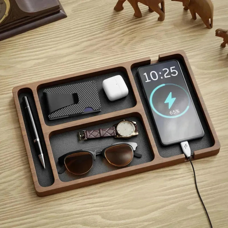 Wooden Desktop Organizer Storage Box
