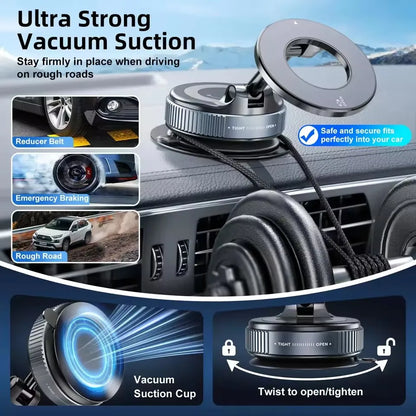 Magnetic Car Phone Holder – 360° Rotating with Suction Cup